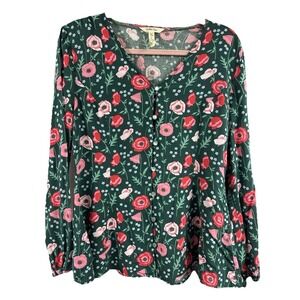 Matilda Jane Once‎ Upon a Time Yesteryear Poppy Floral Blouse Green Whimsical M